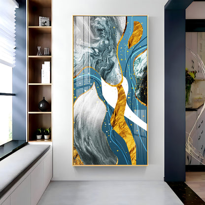 Blue & White Abstraction Premium Acrylic Vertical Wall Art