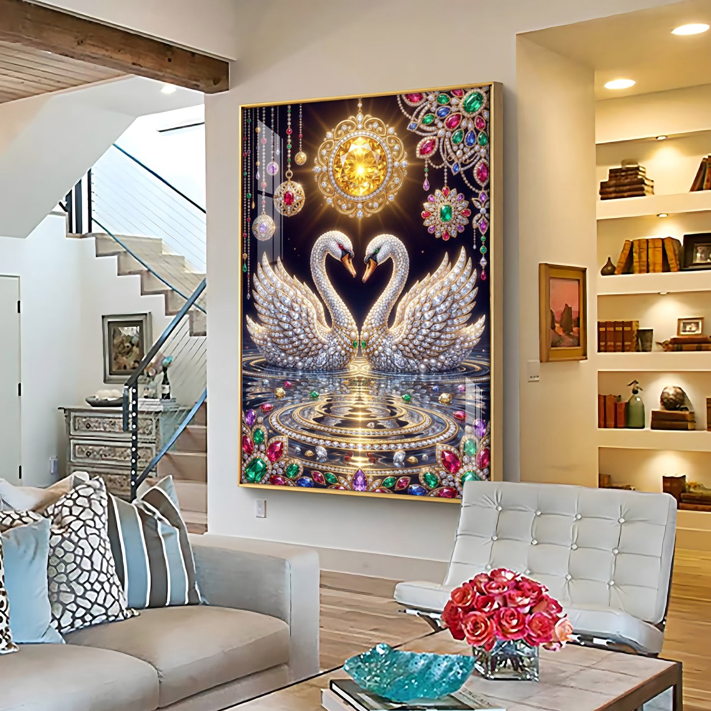 Pair Of White Swans Premium Acrylic Vertical Wall Art