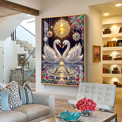 Pair Of White Swans Premium Acrylic Vertical Wall Art