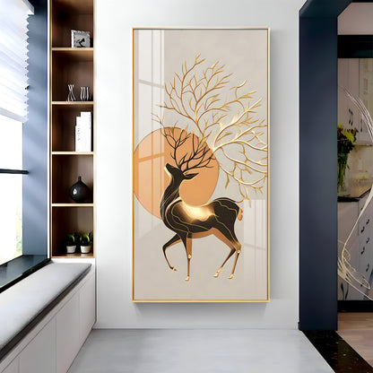 Deer With White Background Premium Acrylic Vertical Wall Art