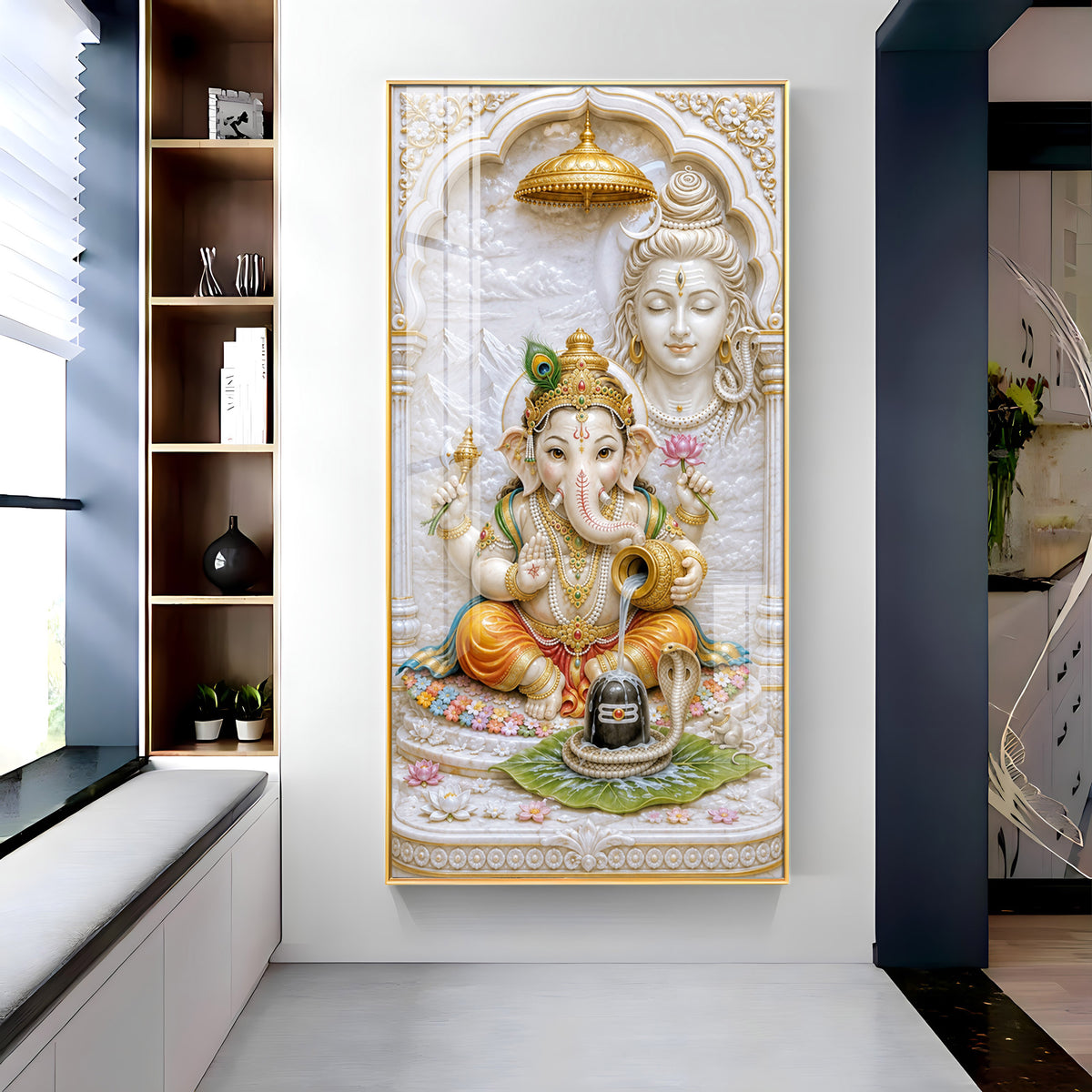 Lord Ganesha & Shiva Premium Acrylic Vertical Wall Art