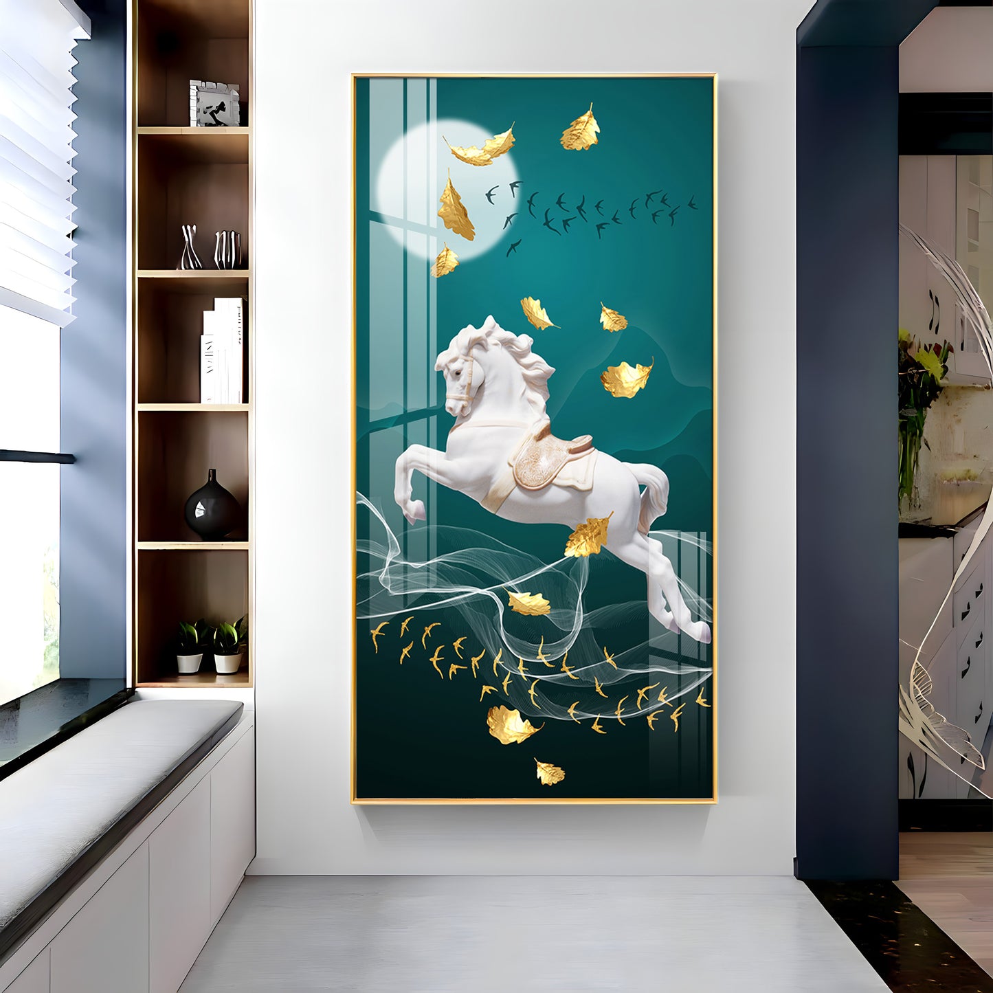 White Horse Premium Acrylic Vertical Wall Art
