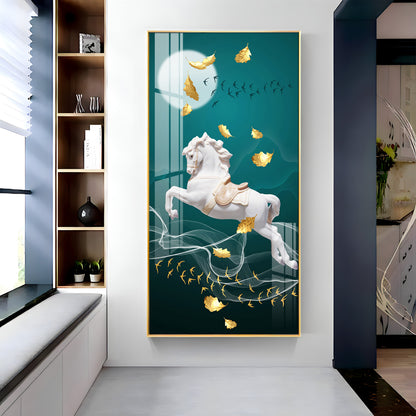 White Horse Premium Acrylic Vertical Wall Art
