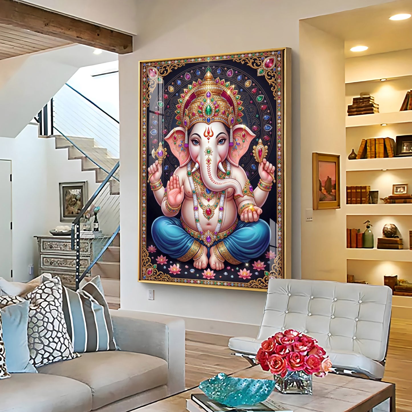 Lord Shri Ganesh Premium Acrylic Vertical Wall Art