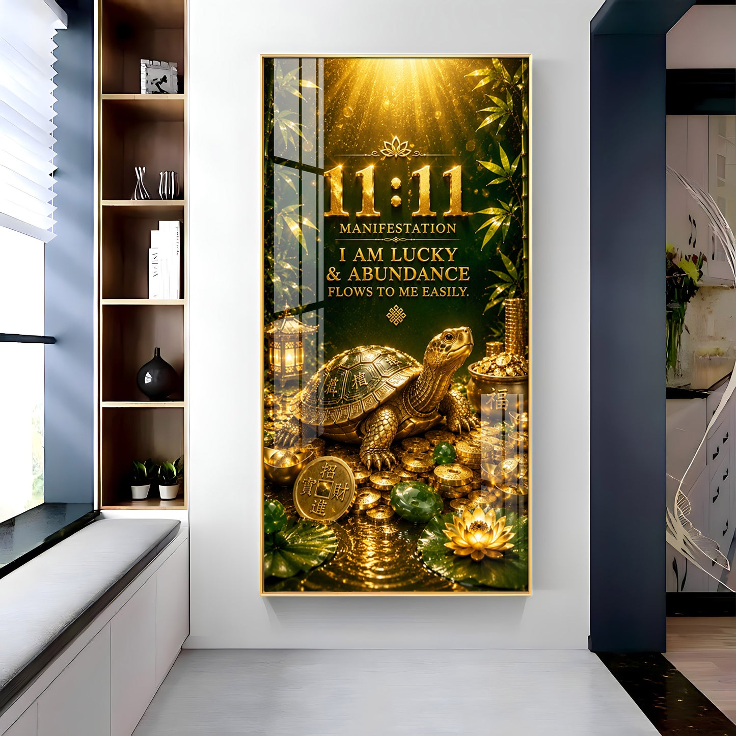 11:11 Manifestation Lucky Tortoise Premium Acrylic Vertical Wall Art