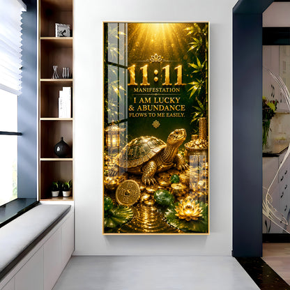 11:11 Manifestation Lucky Tortoise Premium Acrylic Vertical Wall Art