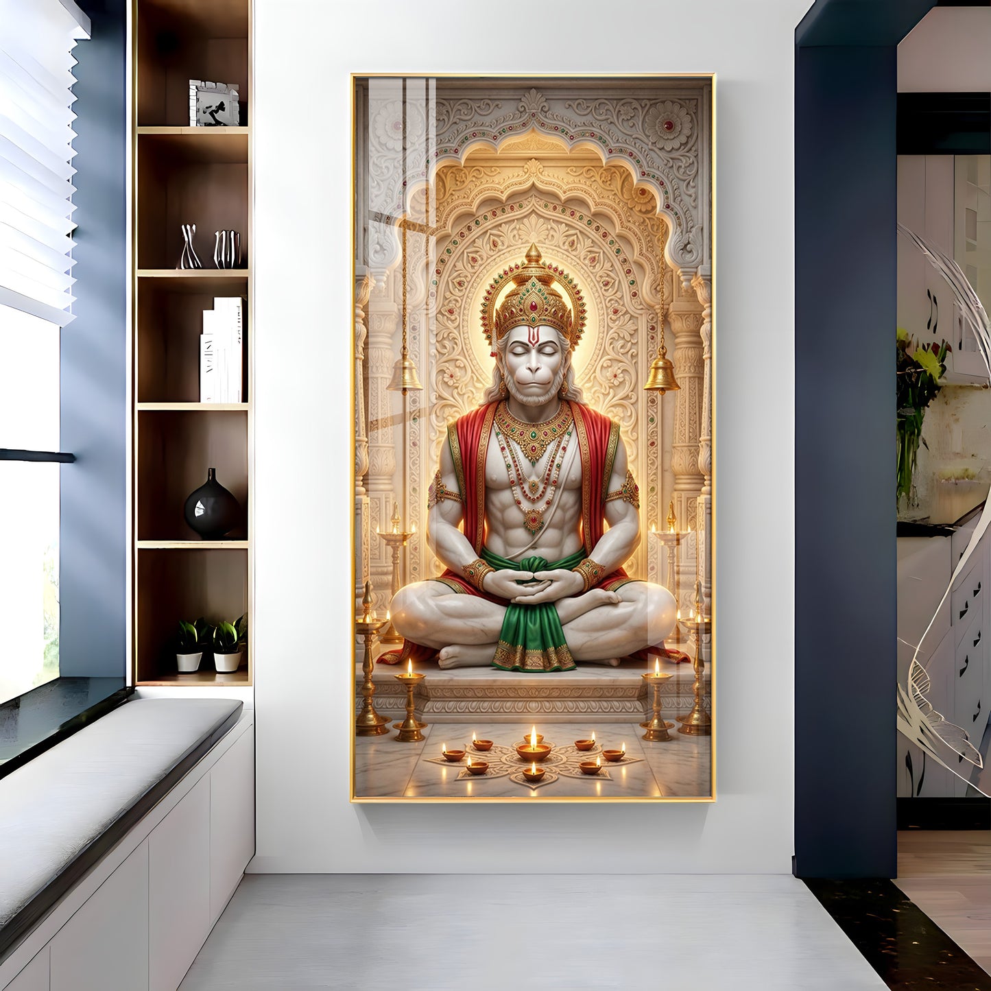 Hanuman's Divine Sanctuary Premium Acrylic Vertical Wall Art