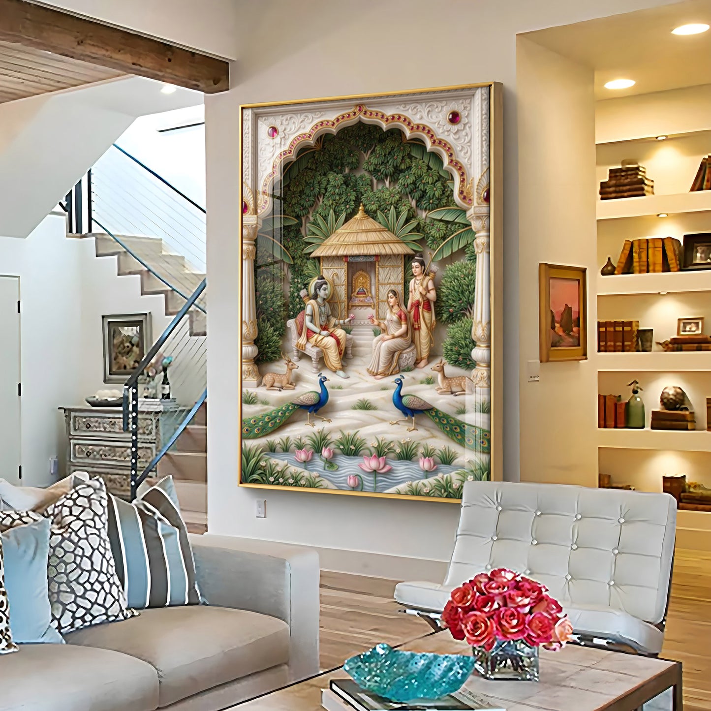 Lord Ram, Devi Sita & Lakshmana Premium Acrylic Vertical Wall Art