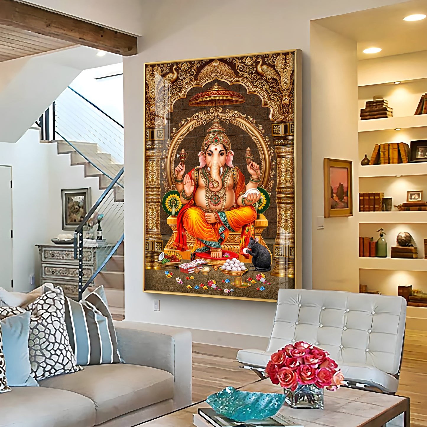 Lord Ganesha Ji Premium Acrylic Vertical Wall Art