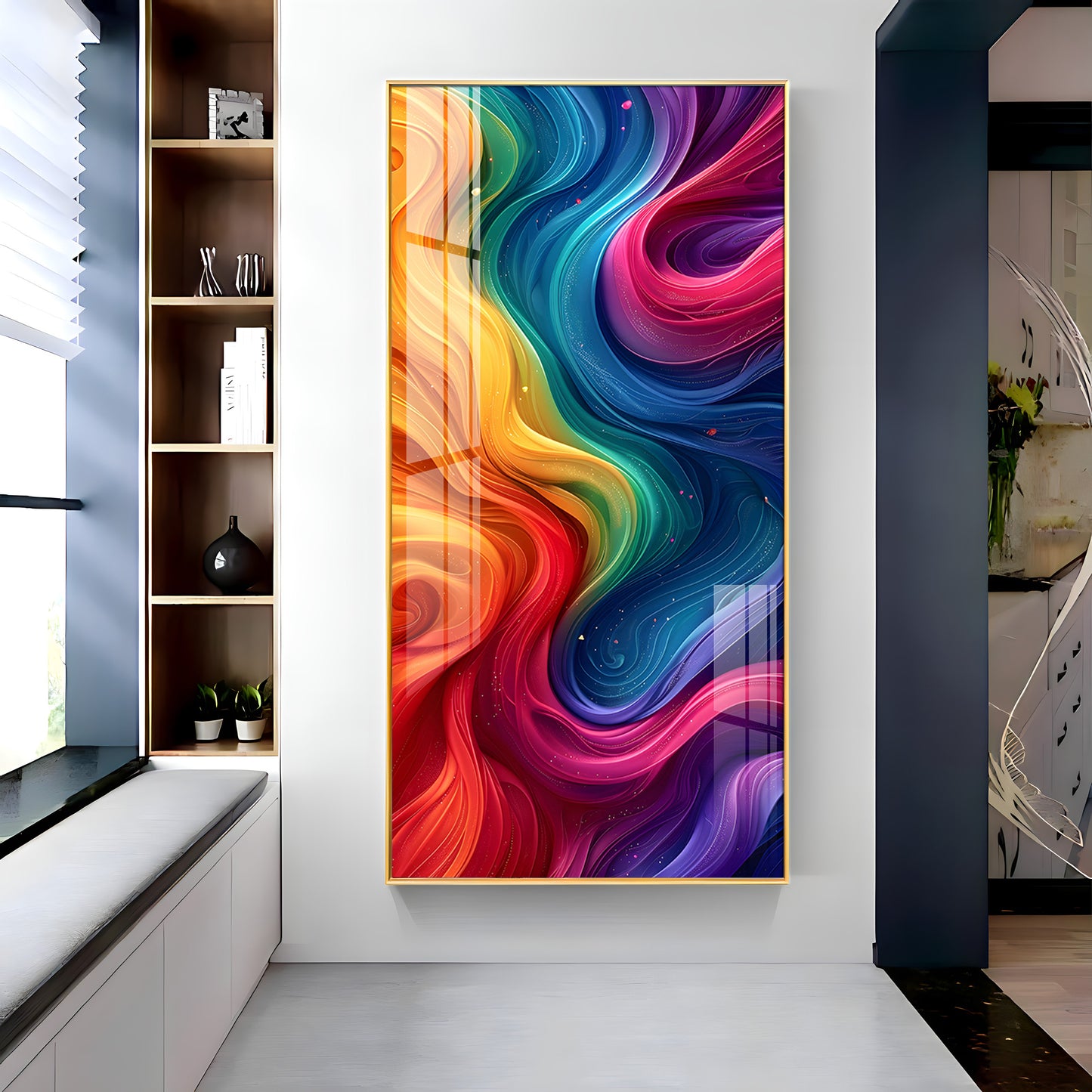 Color Swirl Abstract Premium Acrylic Vertical Wall Art