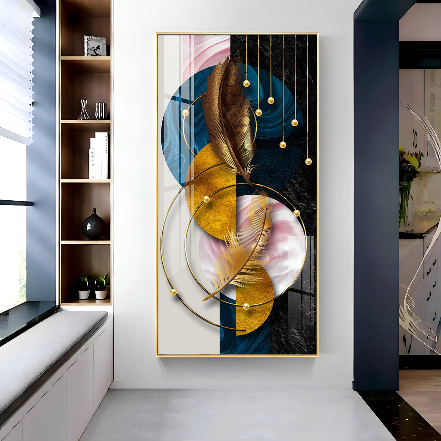 Luxurious Abstract Background With Feather Premium Acrylic Vertical Wall Art