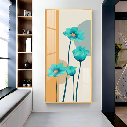 Elegant Blue Flowers Premium Acrylic Vertical Wall Art