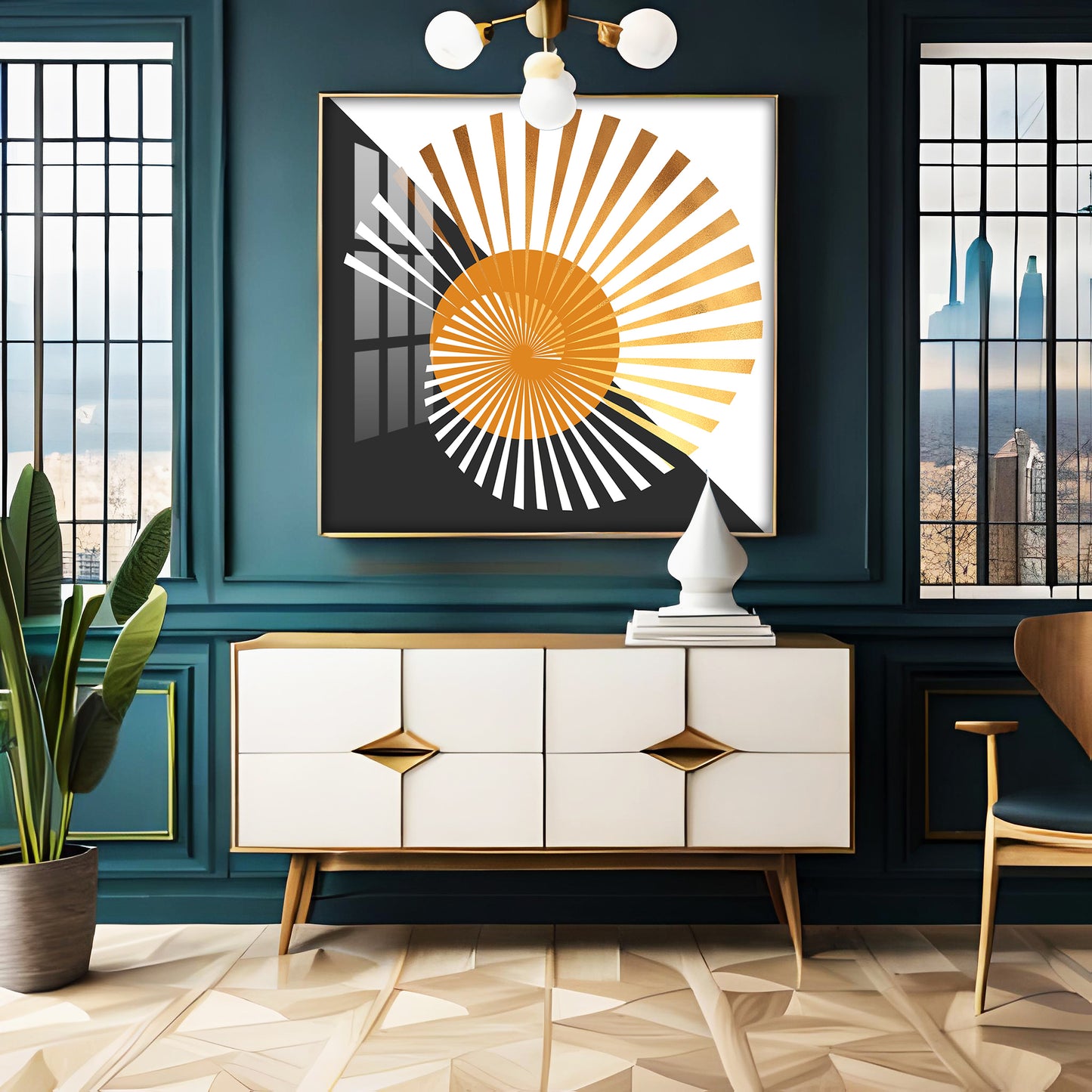 Spiral Or Sunburst Pattern Premium Acrylic Square Wall Art