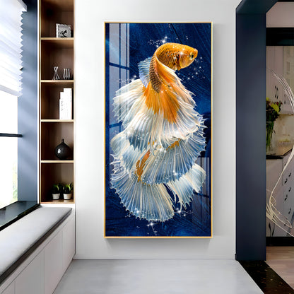 Golden Fish Premium Acrylic Vertical Wall Art