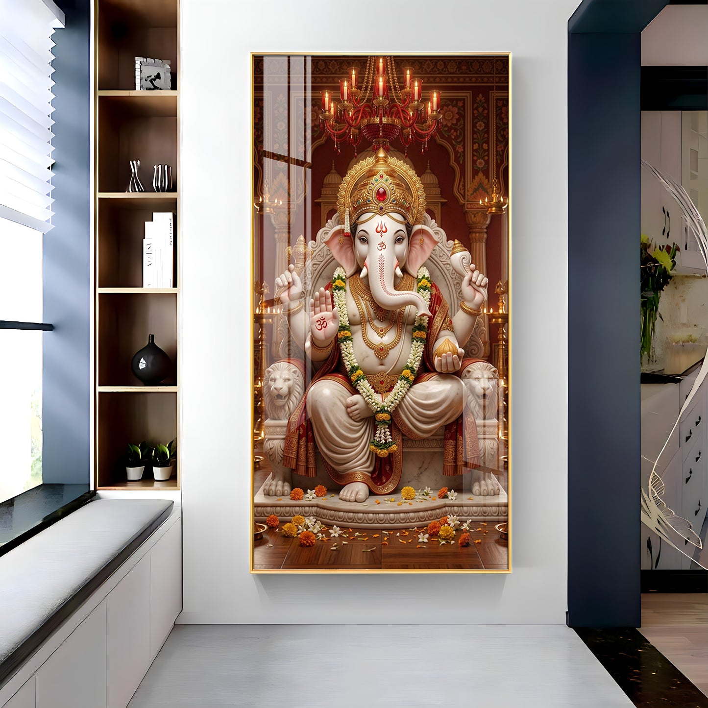 Divine Harmony Of Lord Ganesh Premium Acrylic Vertical Wall Art