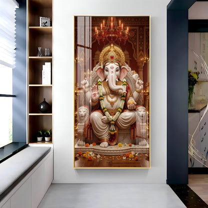 Divine Harmony Of Lord Ganesh Premium Acrylic Vertical Wall Art