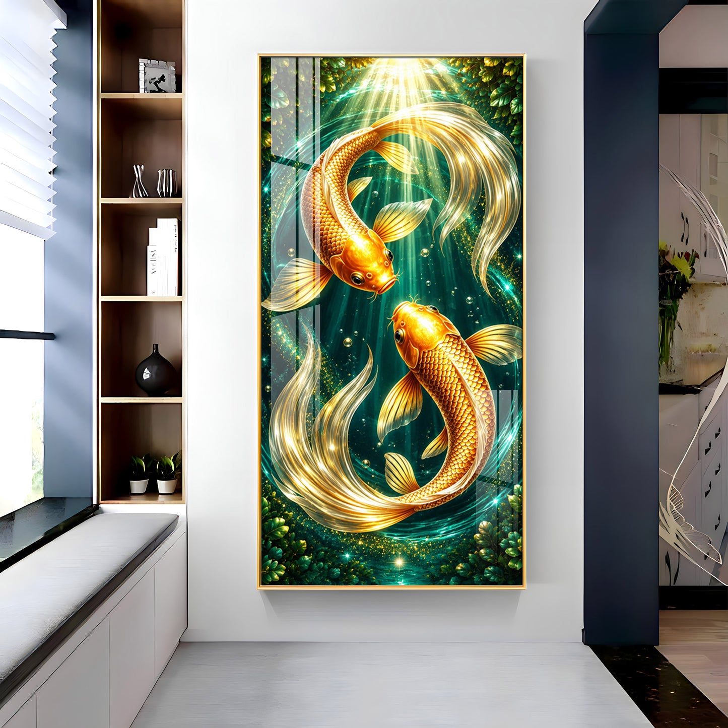 Beautiful Pair Of Koi Fish Premium Acrylic Vertical Wall Art