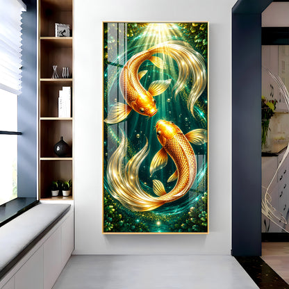 Beautiful Pair Of Koi Fish Premium Acrylic Vertical Wall Art