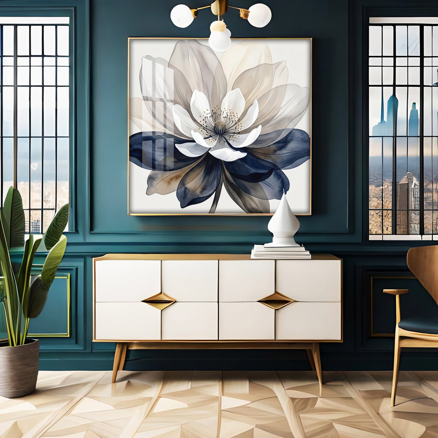 Whispering Petals Flower Premium Acrylic Square Wall Art