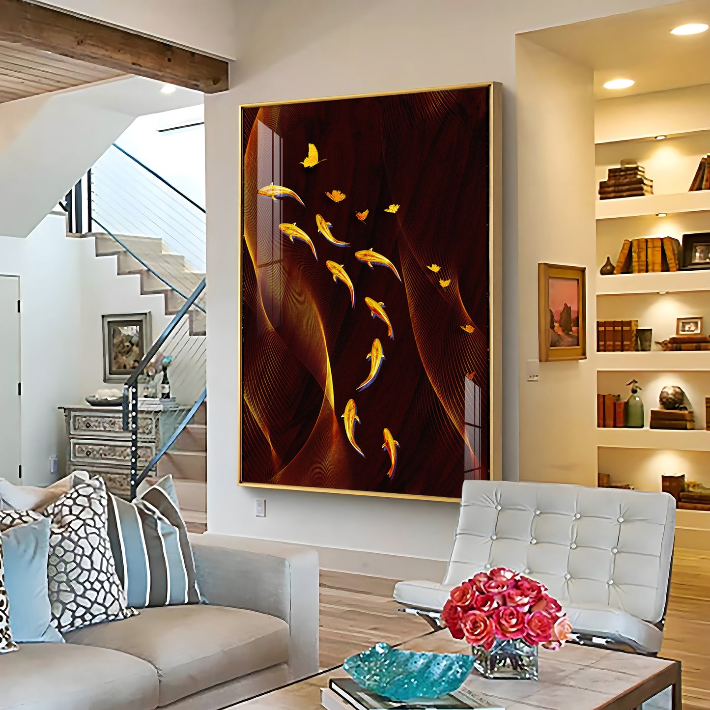 Fish Flow Circle Premium Acrylic Vertical Wall Art