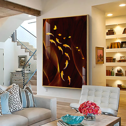 Fish Flow Circle Premium Acrylic Vertical Wall Art