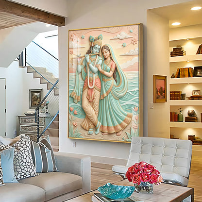Hindu God Radha Krishna Premium Acrylic Vertical Wall Art