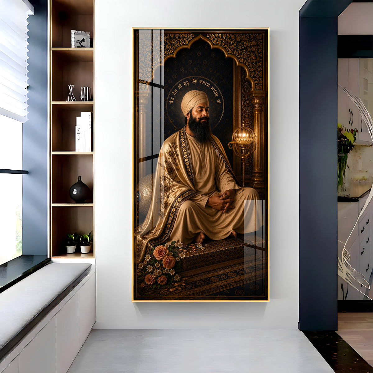 Guru Tegh Bahadur Ji Meditating Premium Acrylic Vertical Wall Art