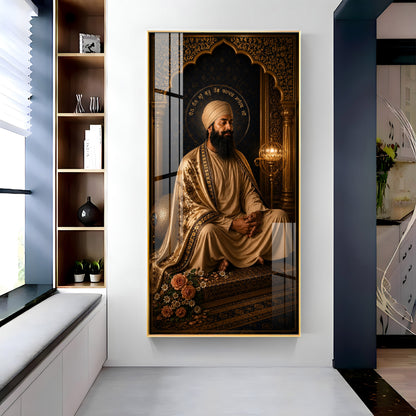 Guru Tegh Bahadur Ji Meditating Premium Acrylic Vertical Wall Art