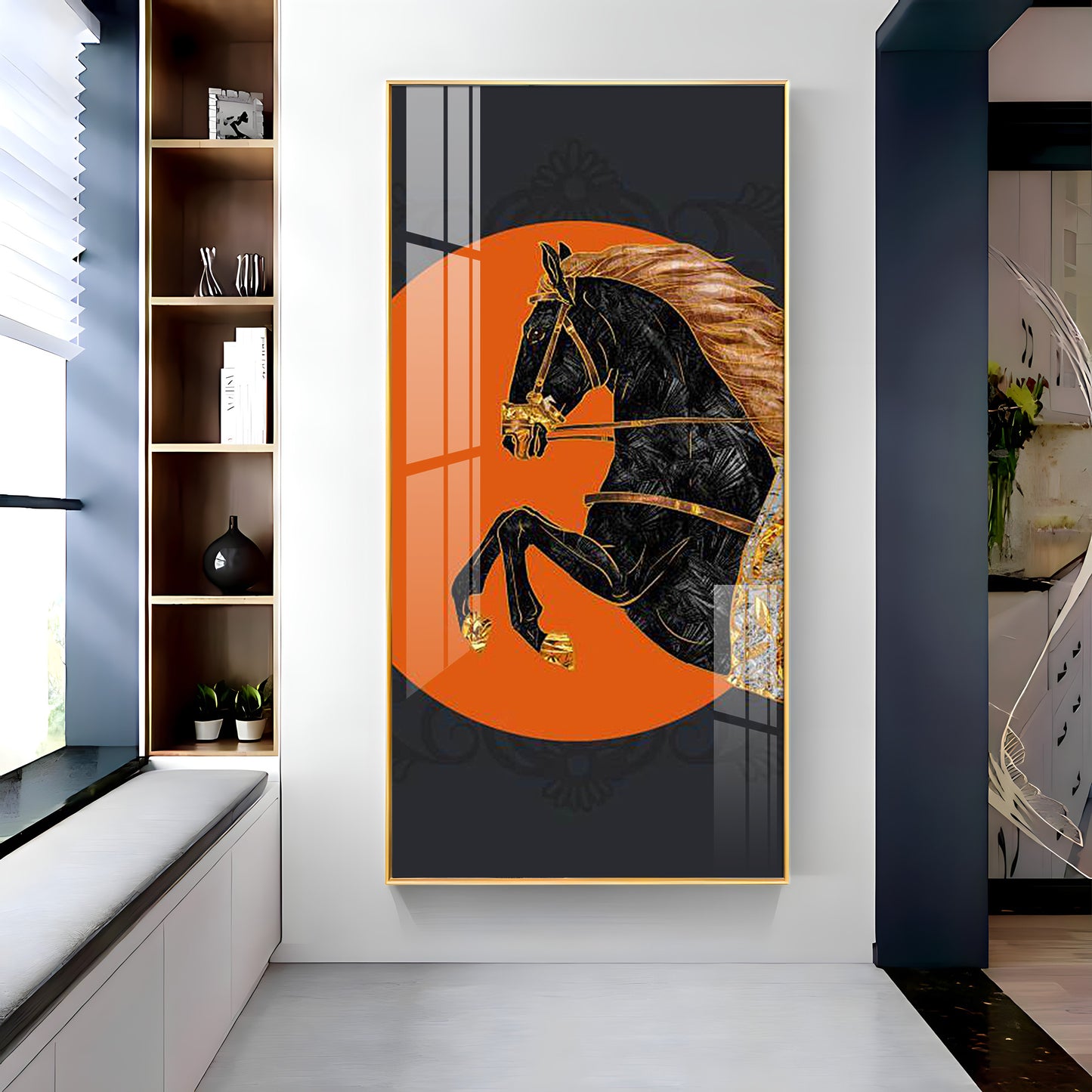 Black Horse Premium Acrylic Vertical Wall Art