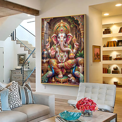 Hindu God Ganpati Ji Premium Acrylic Vertical Wall Art