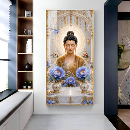 Golden Buddha Meditating Premium Acrylic Vertical Wall Art