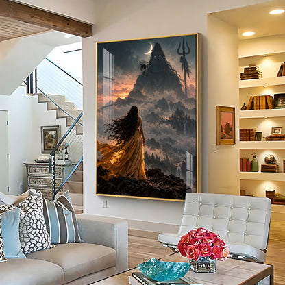 Parvati Looking At Shiva Premium Acrylic Vertical Wall Art