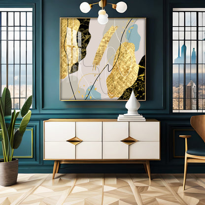 Abstract Gold & Black Premium Acrylic Square Wall Art