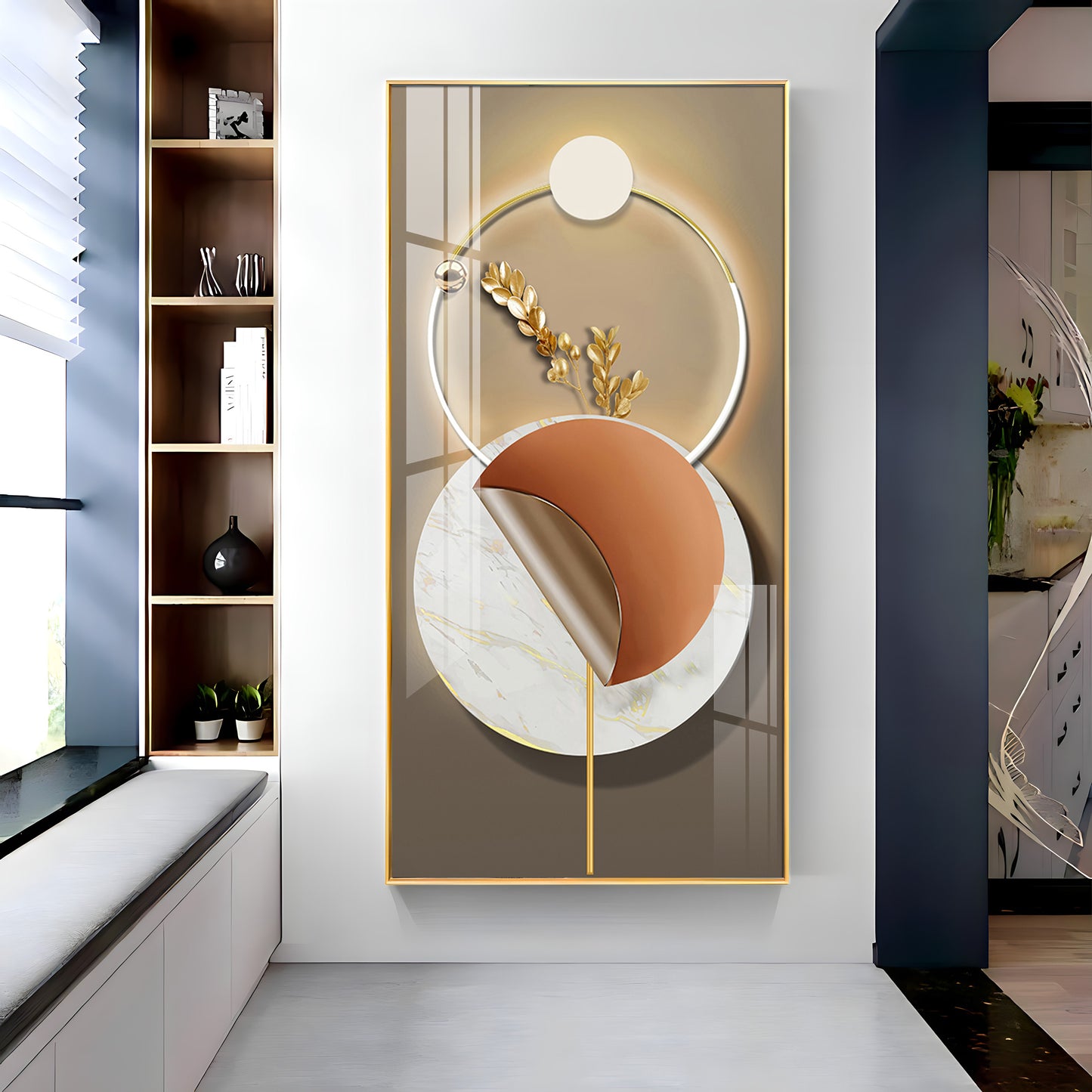 Golden Elegance Premium Acrylic Vertical Wall Art