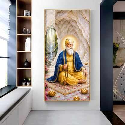 Guru Nanak Dev Ji Meditating Premium Acrylic Vertical Wall Art