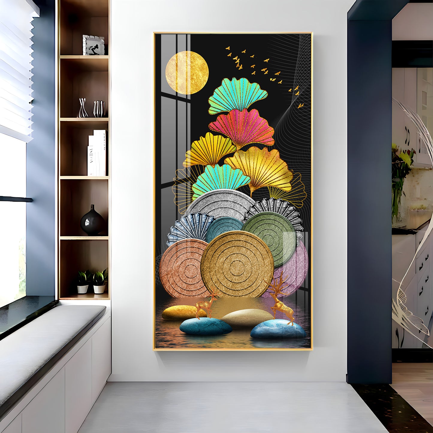 Multi Color Ginkgo Leaf Wall Premium Acrylic Vertical Wall Art