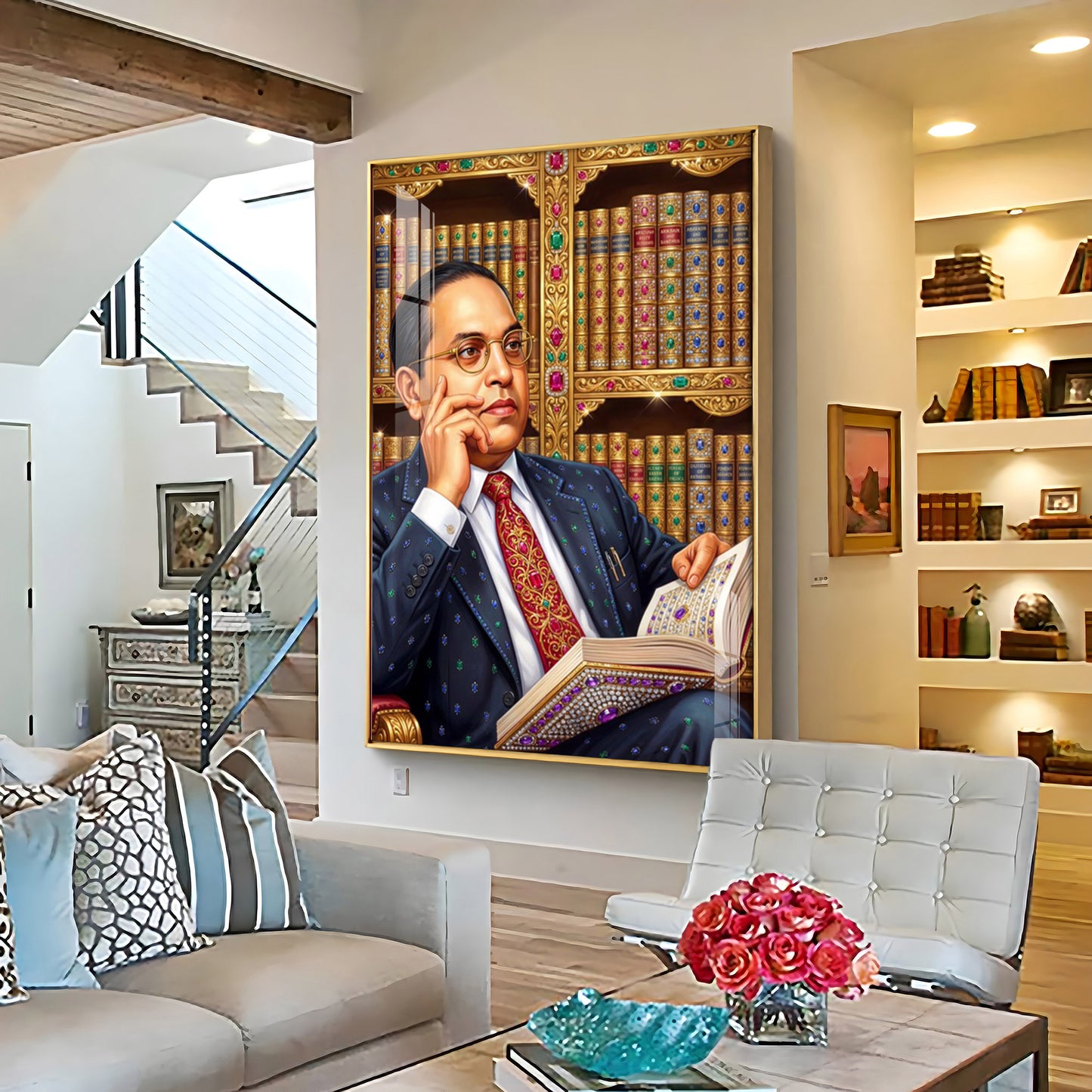 Babasaheb With Indian Constitution Premium Acrylic Vertical Wall Art
