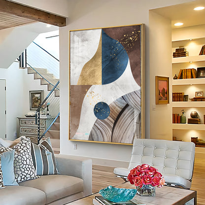Nordic Modern Geometric Gold Premium Acrylic Vertical Wall Art