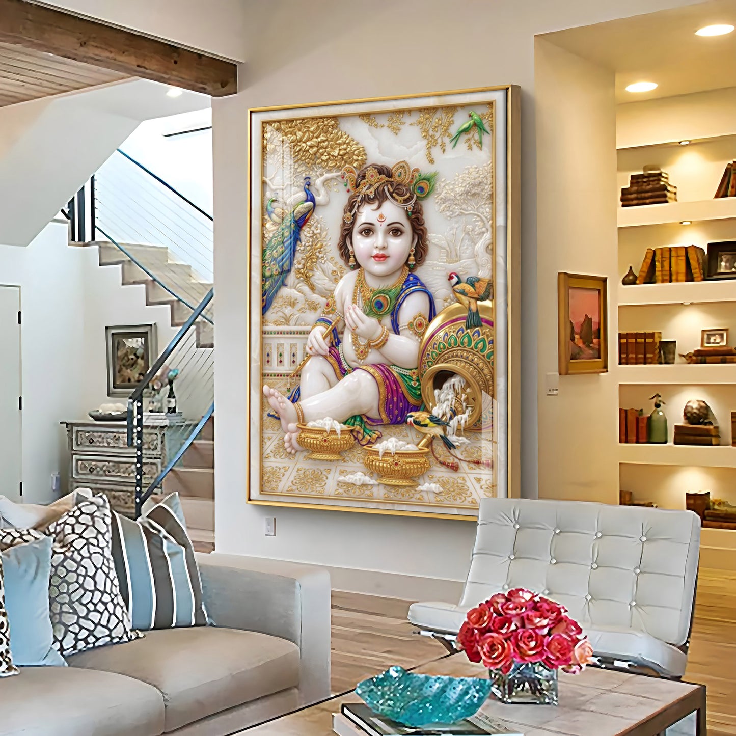 Divine Little Kanha Ji Premium Acrylic Vertical Wall Art