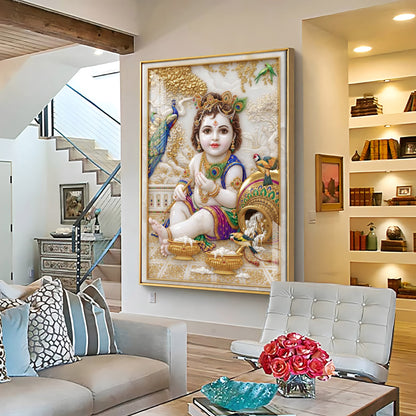 Divine Little Kanha Ji Premium Acrylic Vertical Wall Art