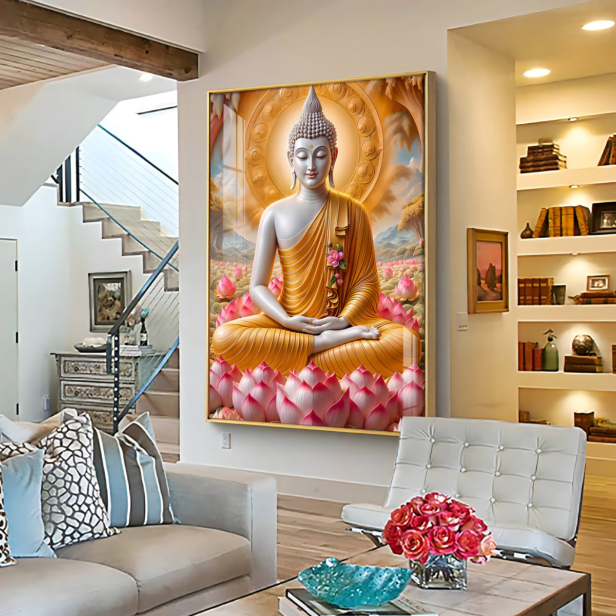 Tamatina Buddha Luxury Crystal Vertical Wall Art