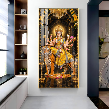 Pitambari Maa Durga Premium Acrylic Vertical Wall Art
