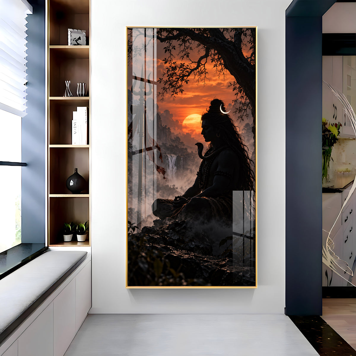 Divine Mahadev Peaceful Dhyan Pose Premium Acrylic Vertical Wall Art