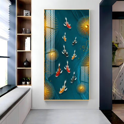 Feng Shui Koi Fish Premium Acrylic Vertical Wall Art