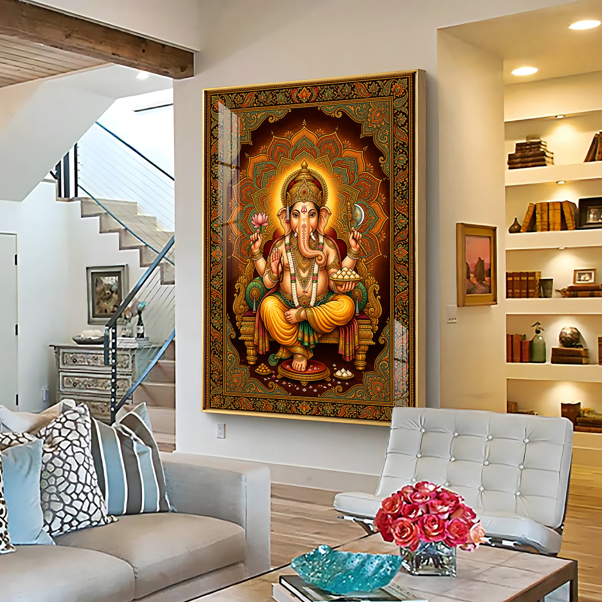 Divine Lord Ganesha Premium Acrylic Vertical Wall Art