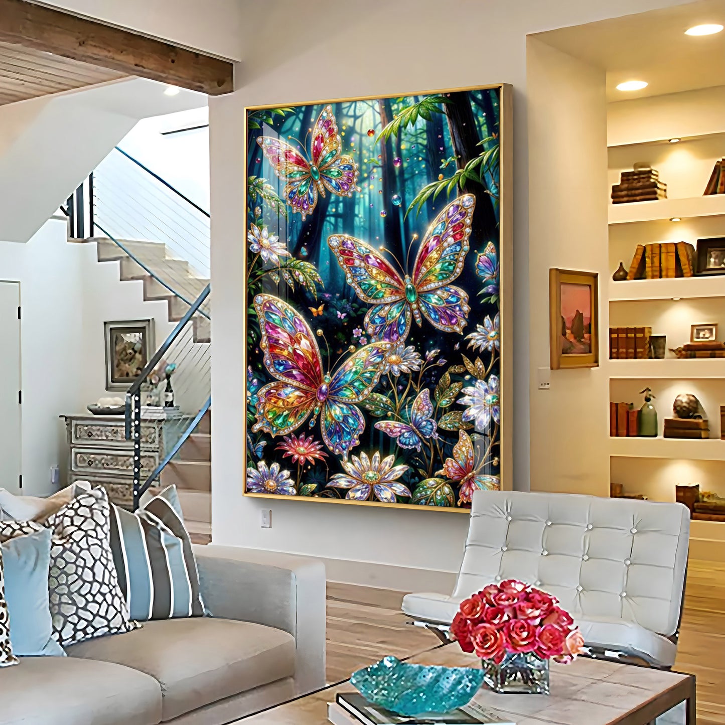 Multicolored Butterflies Premium Acrylic Vertical Wall Art