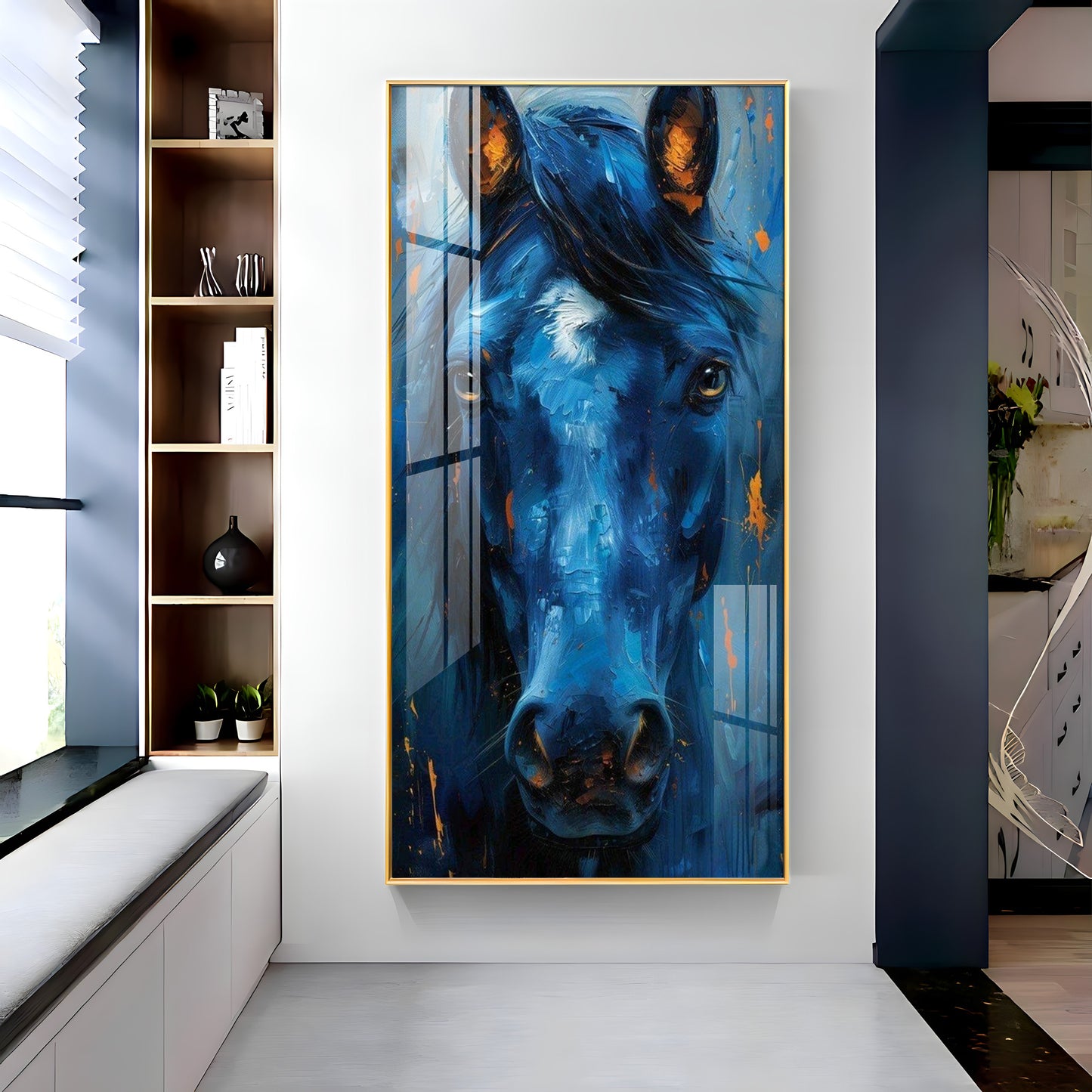 Blue Horse Premium Acrylic Vertical Wall Art