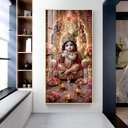 Divine Bhagwan Krishna Premium Acrylic Vertical Wall Art