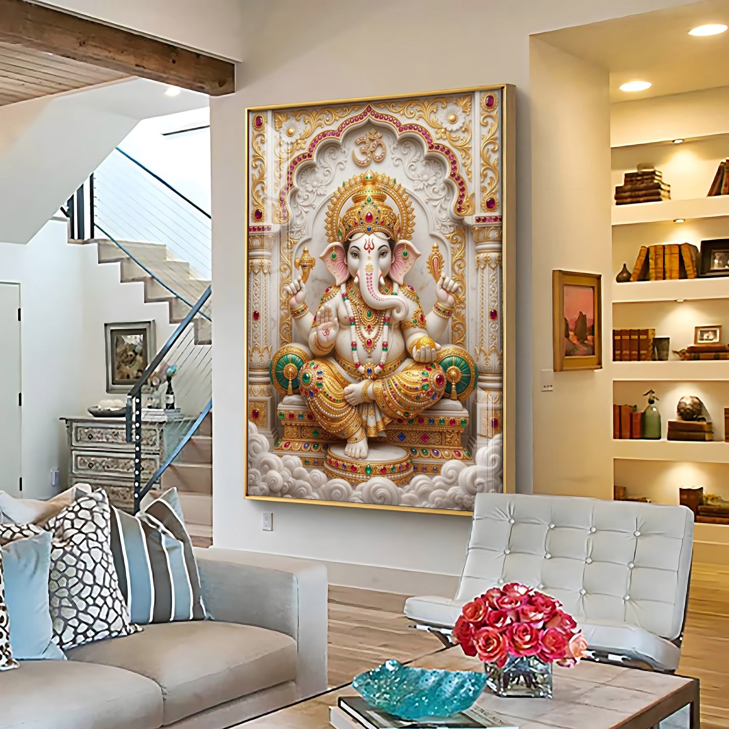 Hindu Deity Of Wisdom Ganesh ji Premium Acrylic Vertical Wall Art