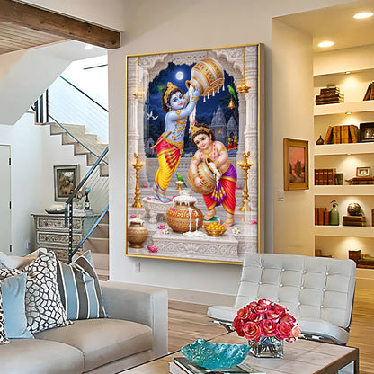 Little Krishna Balaram Makhan Chori Premium Acrylic Vertical Wall Art